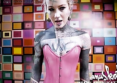 Anuskatzz looks breathtaking in a hawt pink lace leather corset petticoat as that babe treats herself to an intensive solo anal masturbation session. 