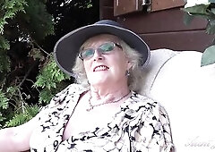 Aunt Judy's - 66yo Shaggy Older GILF Mrs. Claire Sucks Your Dong in the Garden (POV)