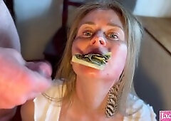 20 Dollar Bills Stuffed in Pussy & Facial Cumshot