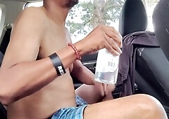 Practicing solo handjob on my salami in public