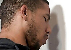 Gay stud rides gloryhole cock