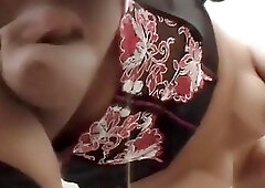 Lavish blonde shemale has a guy blow and fuck her