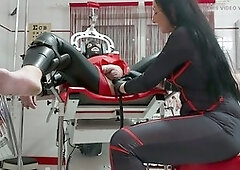 Rubber snakes in the ass of the latex mistress