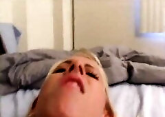 Excited golden-haired gets to suck a guy whilst this chab's filming her.