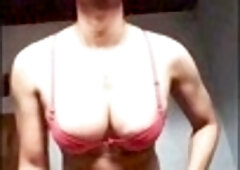 Japanese trans girl Mitha Zhe strokes her cock