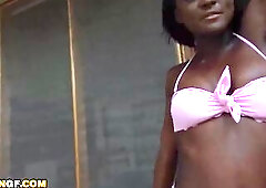 Nice-looking Afro GF Desires Slow Unfathomable Anal POV Car Sex