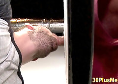 Boy blows gloryhole rod