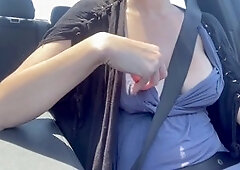 Italian hottie Artemisia Love flaunts her voluptuous breasts while cruising