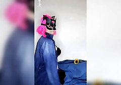 I'm getting wild with my large natural titties and mysterious twat mask. The anonymity makes me so brave! I'm going all out, rubbing my snat