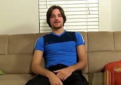 Handsome gay dude has an solo interview and masturbates