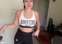 18yo Amateur Latina With Braces Gets Naked After Her Workout And Masturbates Her Pretty Pussy Until She Cums - The Panty Bank