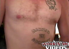 Rugged amateur hunk cums during strong jerkoff session