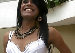 Dark skinned tranny is eager to ride a big prick