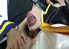 Two Cosplay Crossdressers Double Jerk