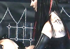 Click play and see this one of a kind femdom session with German mistresse who is here to use her thrall in each way