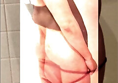 Sissy MaxyMalya's Lush Culo in the Shower Mirror