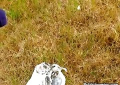 Skinny Babe Sucking Cock Outdoor