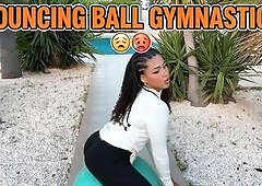 Shaggy Queen bounces on gymnastics ball