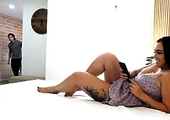 Addictive woman handles cock with grace in bedroom perversions