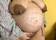 POV: Cheating wife Mari surprises her hotwife spouse with a message on her pregnant belly
