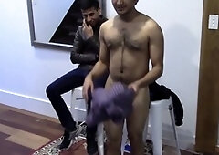 Hairy gay lovers Jaden and Rahul enjoy a hookup after some deep throating
