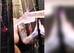 Redhead trains and tries to deepthroat on mirror with biggest toy knob