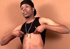 Solo young black beauty with a big cock ready to please