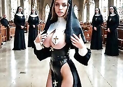 A Hawt nun is serving in the church 1 (AI-generated) (No live-action) (NSFW)