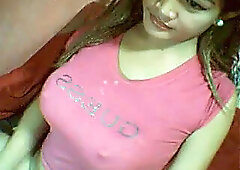 Busty shemale milks her prick