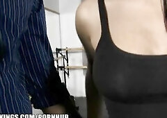 Supple Italian dancer cums from double-penetration