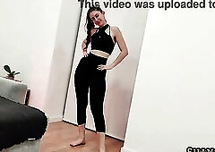 STRIPTEASE FITNESS GAL IN YOGA PANTIES LARGE BUTT SNATCH