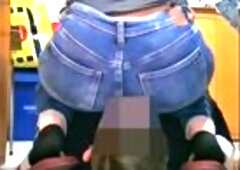 Girl face farting In Jeans