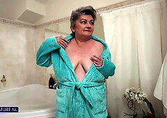 61 Year Old Masturbating Curvy Hairy Granny Sisi Gets Herself Wet In The Bathroom And Then Some