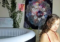 Kinky brunette wears stockings and masturbates rough