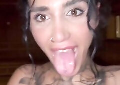 Preggo Tattooed mother I'd like to fuck Drains Stranger in Steamy Sauna One Night Stand