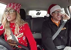 Buxom UK babe blows and rides her instructor before doggy