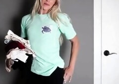 I try on a bunch of different types of tops with no brassiere beneath. I tease u for a bit and begin to give u some JOI whilst my tops get greater qua