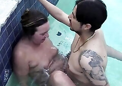 Getting drilled worthy in the pool.