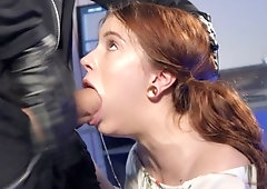 Teen Anna De Ville deepthroats Danny's huge prick