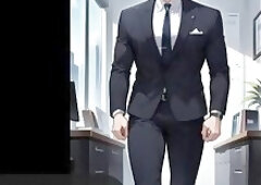 Peeking at the office of a promiscuous boss masturbating