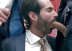 Three business men get into a threesome after work