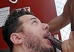 Opus sucks DL black dick on rooftop