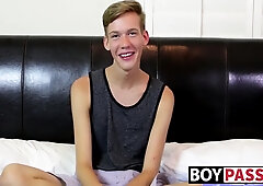 Skinny Twink Wanks His Long Cock Until He Explodes His Jizz