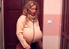 Big Boobed Blonde Masturbates With A Dildo In The Bathroom