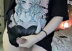 slim asian shemale wanks off her cock on webcam