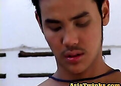 Braces Asian twink blows before nailed in locker room