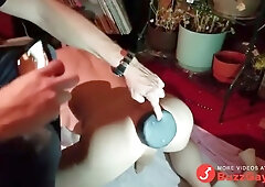 Femboy takes huge plug and screams