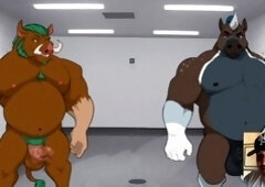 Gay furry animation, playing video games, animated