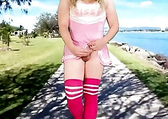 Short costume tranny public flashing