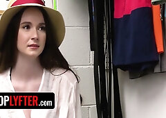 Hazel Moore and Dorian Del Isla heat up a casting session in a retail office